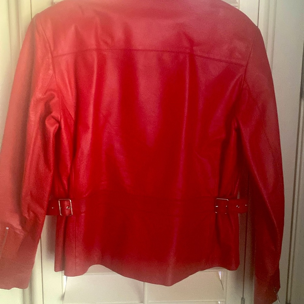 TRIBECA STUDIO Vintage Women’s Red Leather Jacket Zippered Size M - Picture 4 of 15